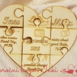 Leseno vabilo puzzle - Poročni bazar INKI