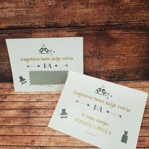 Kartice s skritim sporočilom PRASKALKE - Poročni bazar INKI