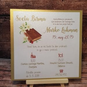 Vabilo za sveto birmo - Poročni bazar INKI