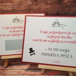 Kartica PRASKALKA - skrito sporočilo - Poročni bazar INKI