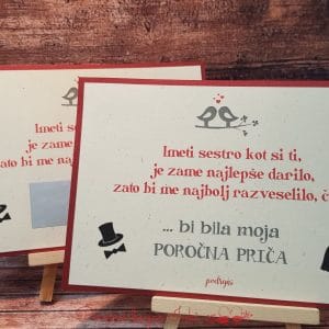 Kartica PRASKALKA - skrito sporočilo - Poročni bazar INKI