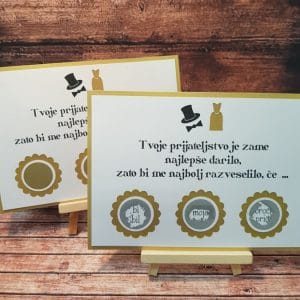 Kartica PRASKALKA - skrito sporočilo - Poročni bazar INKI
