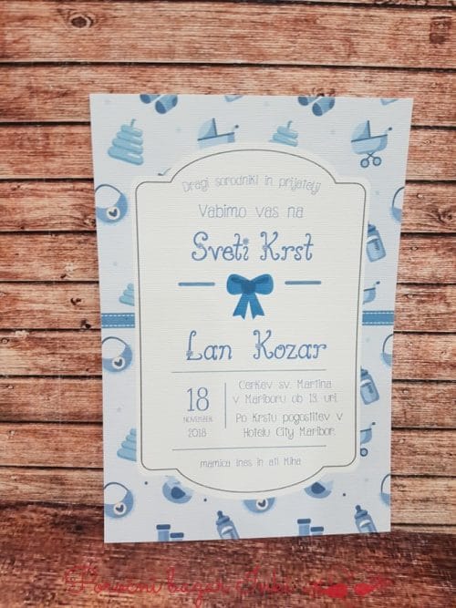 Vabilo za krst - Poročni bazar INKI Vabilo za krst - Poročni bazar INKI