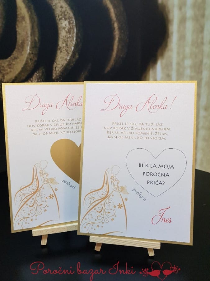 Kartica praskalka skrito sporočilo - Poročni bazar INKI kartice praskalke