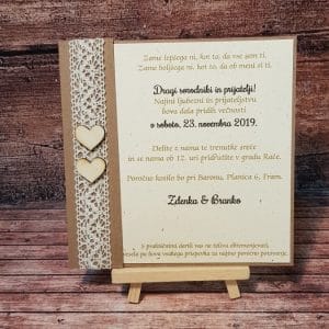 Poročno vabilo s čipko