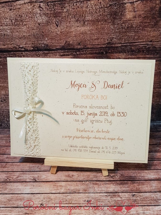 Poročna vabila s čipko - Poročni bazar INKI Poročna vabila s čipko