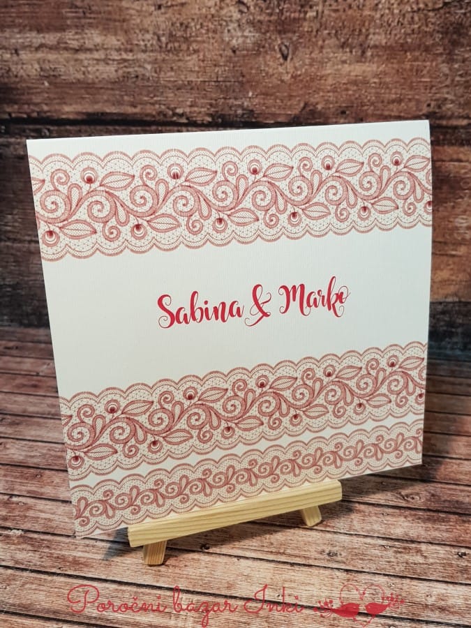 Poročna vabila s čipko - Poročni bazar INKI Poročno vabilo s čipko