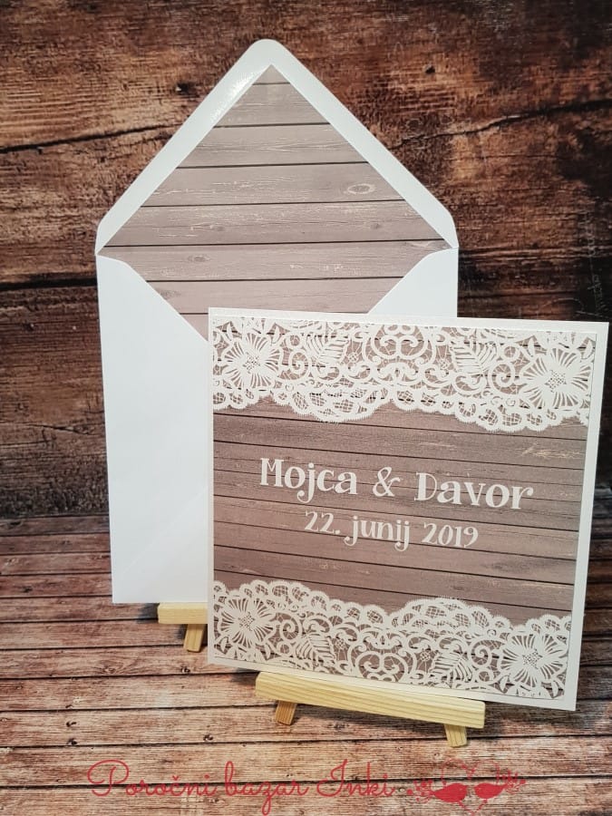 Poročna vabila s čipko - Poročni bazar INKI Poročna vabila s čipko