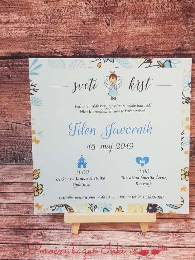 Vabilo za krst - Poročni bazar INKI