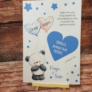Kartica presenečenja z medvedkom-MODRO- KRST KARKRS 05