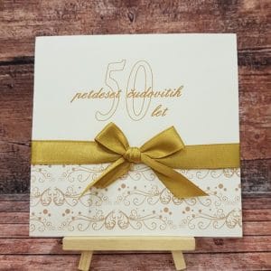 Vabila za Abrahama z zlato pentljo, zlato pisavo in elegantnim motivom