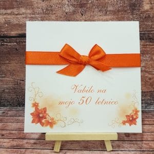 Vabila za Abrahama z oranžno pentljo in oranžnim cvetličnim motivom