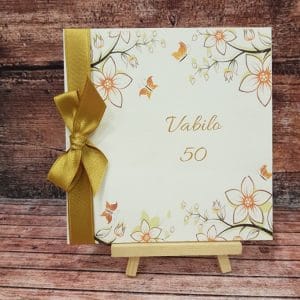 Vabila za Abrahama z zlato pentljo, rožicami in metuljčki