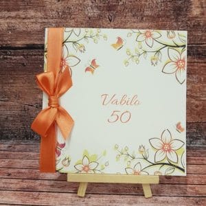 Vabila za Abrahama z oranžno pentljo, rožicami in metuljčki