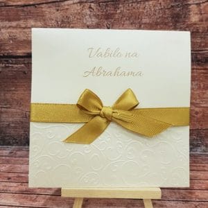 Vabila za Abrahama z zlato pentljo in preprostim tiskanim motivom