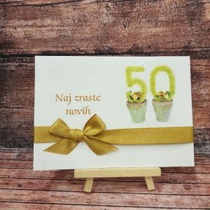 Vabila za Abrahama z zlato pentljo in preprostim cvetličnim motivom