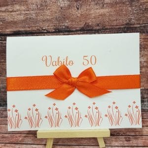 Vabila za Abrahama z oranžno pentljo in oranžnim cvetličnim motivom