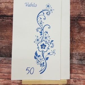 Vabila za Abrahama z modrim elegantnim cvetličnim motivom