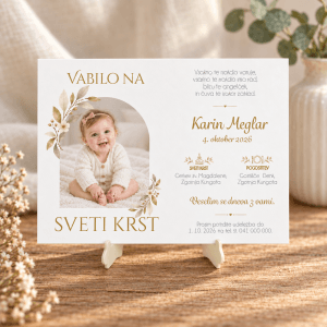 vabilo za krst nežno s fotografijo