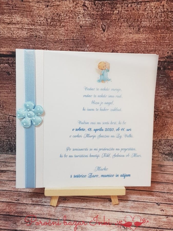 Vabilo za krst - Poročni bazar INKI Vabilo za krst - Poročni bazar INKI