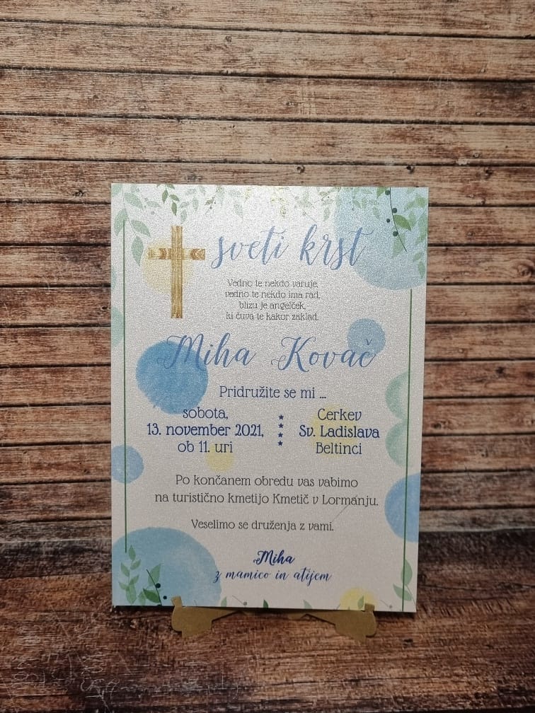 Vabilo za krst - Poročni bazar INKi vabilo za krst