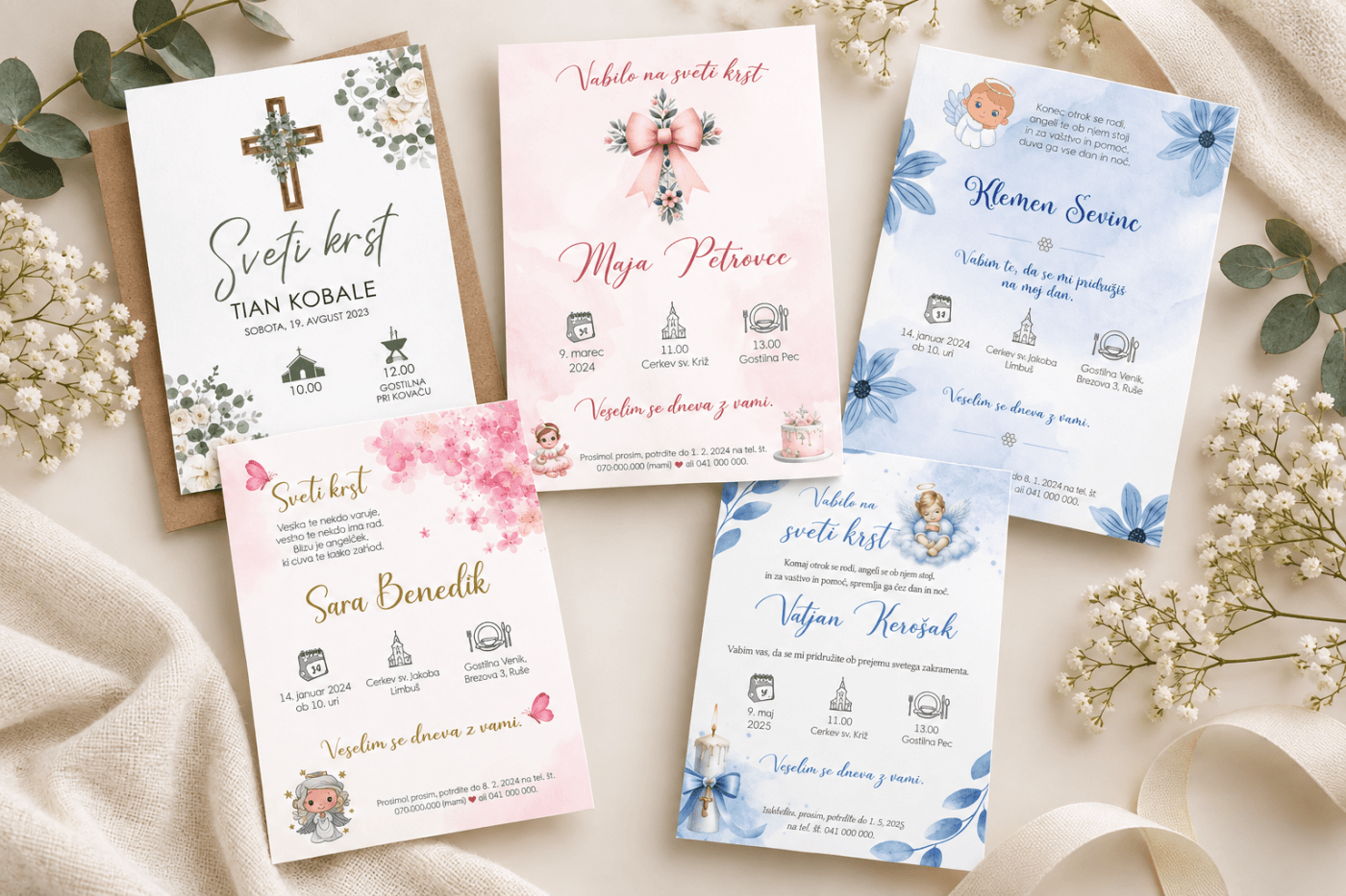 Različna personalizirana krstna vabila Poročni bazar INKI