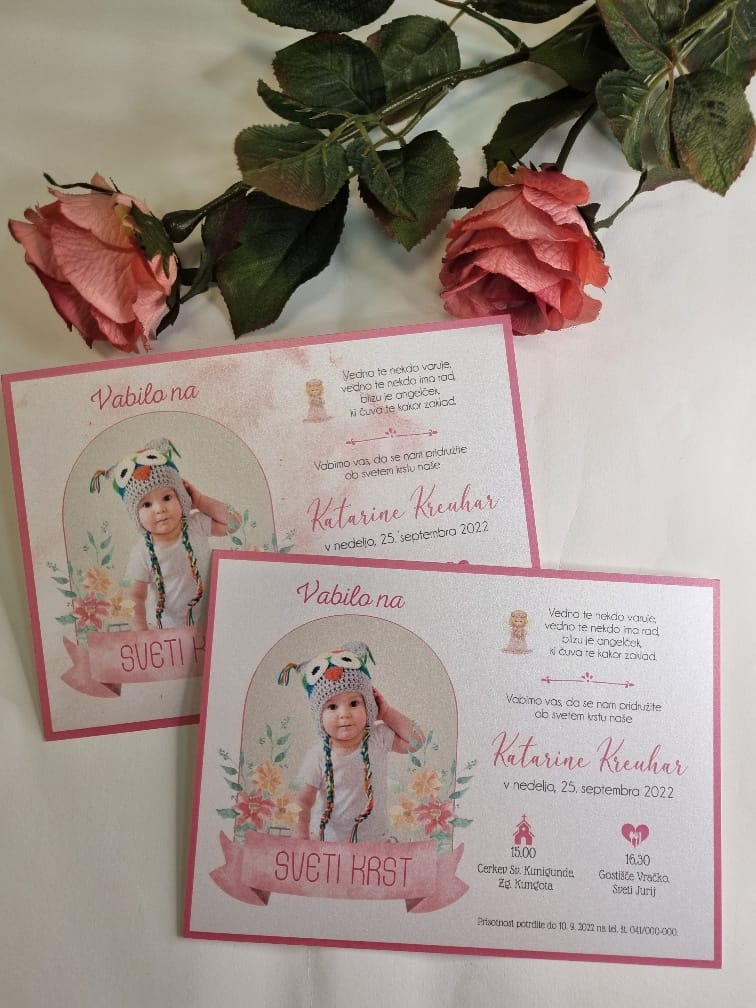 Vabilo za krst – Poročni bazar INKI vabila za krst s fotografijo otroka