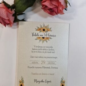 vabilo za Abrahama s sončnicami