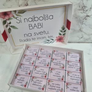 sladko darilce s čokoladicami za babico