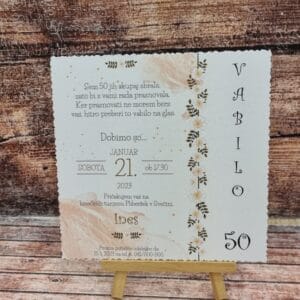 Vabilo za Abrahama z zelenjem in roza ozadjem