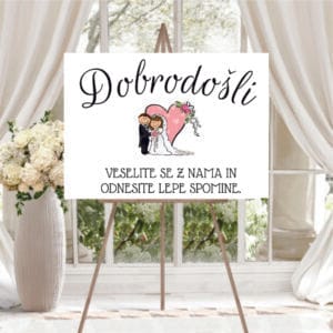 tabla dobrodošlice za poročno slavje
