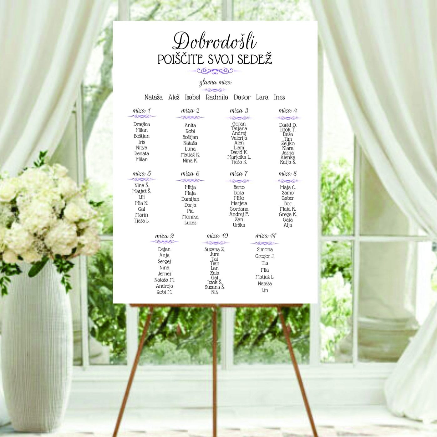 Tabla sedežni red - Poročni bazar INKI tabla dobrodošlice