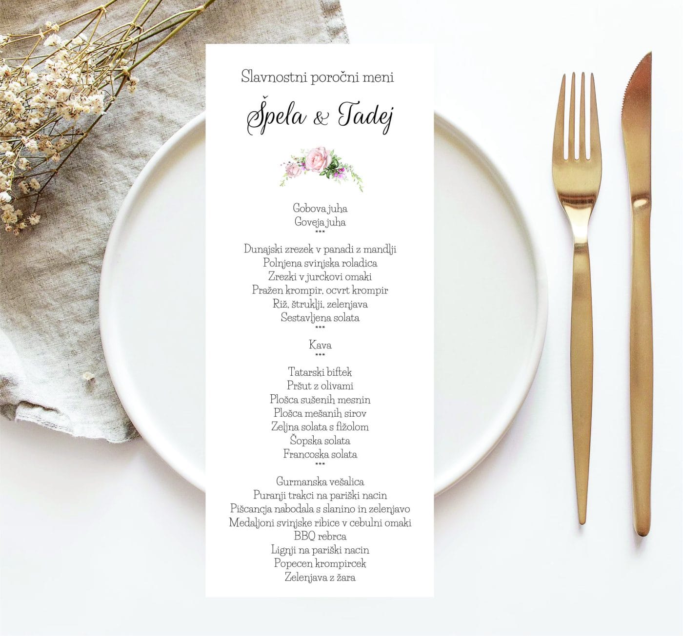 Mali jedilni list - Poročni bazar INKI poročni meni