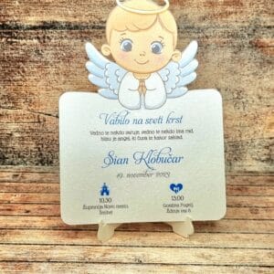 Vabilo za krst z obrezanim angelčkom