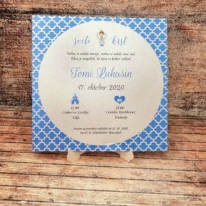 Vabilo za krst z angelčkom- MODRO