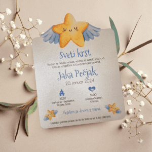 Vabilo za krst z izrezano zvezdico