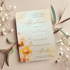 Vabila za abrahama z zlatimi rožicami in zlatim ozadjem