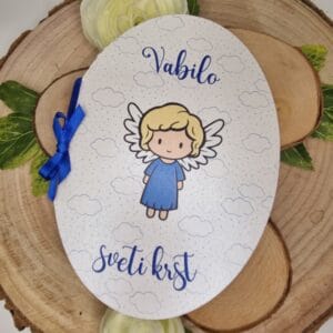 Vabilo za krst z angelčkom- MODRO