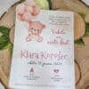 Vabilo za krst z izrezanim medvedkom- ROZA