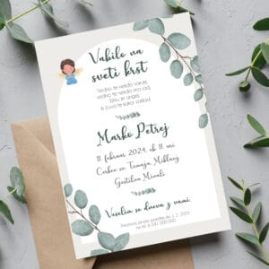 Vabilo za krst z angelčkom