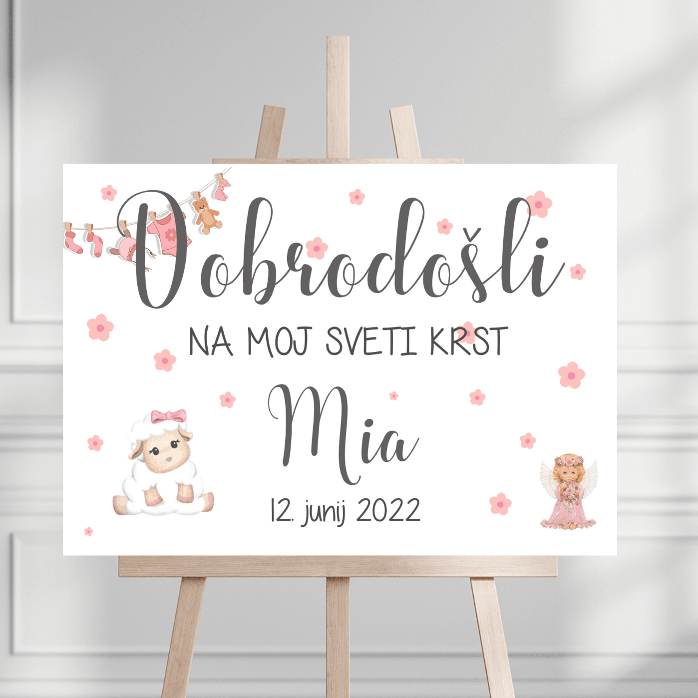 Tabla dobrodošlice za krst ali rojstni dan - Poročni bazar INKI tabla dobrodošlice
