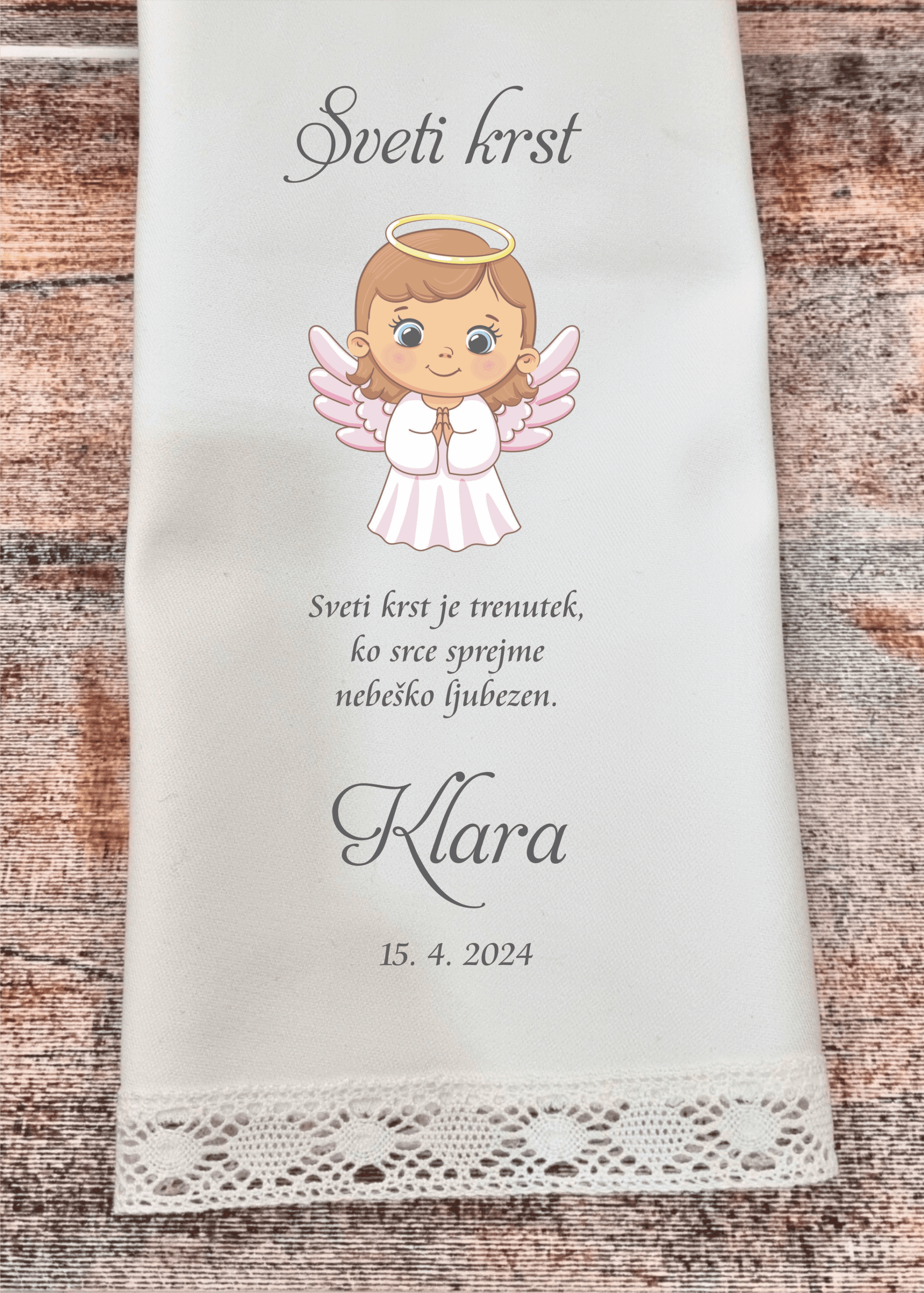 Priprava na krst - kako izbrati Krstni prtiček z angelčkom in verzom