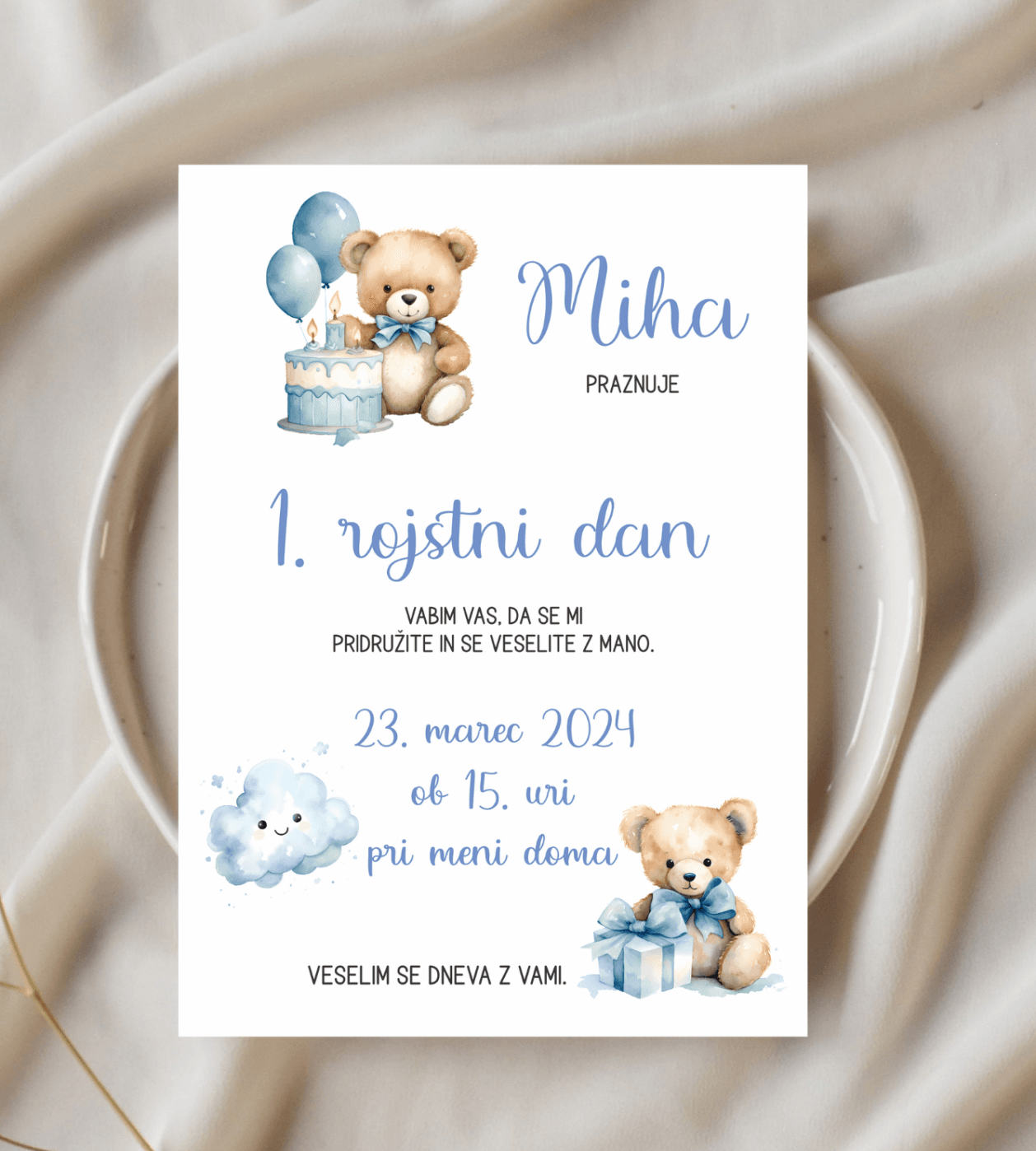 Vabilo za 1. rojstni dan - Poročni bazar INKI vabilo za otroške rojstne dneve