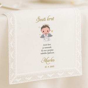 krstni prtiček z angelčkom