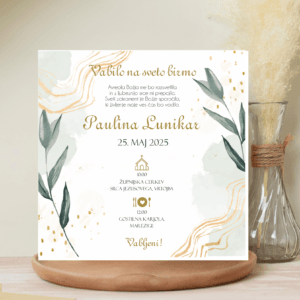 vabilo za birmo z zelenjem, kvadratno