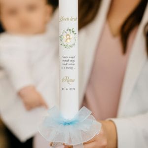 krstna sveča za fantka v modri barvi