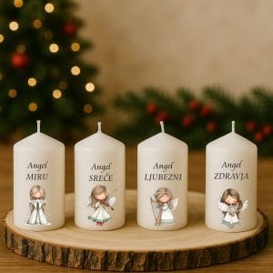 adventne svečke z angelčki in napisi