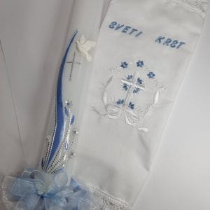 krstni komplet sveča in prt