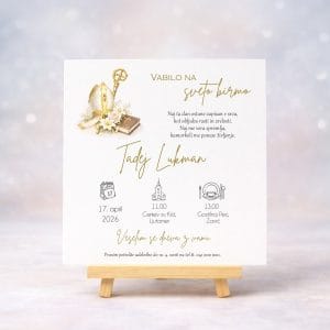 vabilo za birmo z žezlom in škofovo kapo