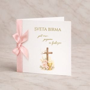 vabilo za bormo s pentljico in sporočilom